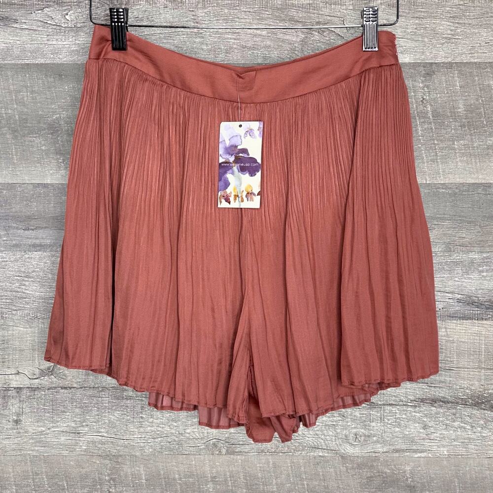 EE:SOME Mini Pleated High Waisted Dress Short NEW Womens S Coral Romantic Flowy